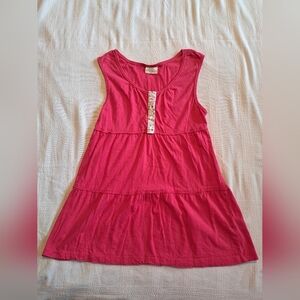 Mini Boden girls 11-12 years pink tank top with flower button placket, vguc